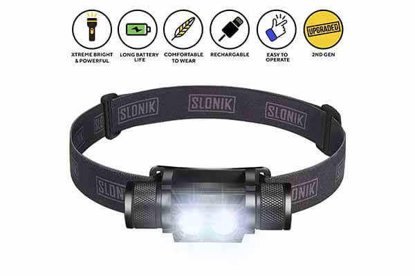 SLONIK 1000 Lumen Rechargeable 2x CREE LED Headlamp