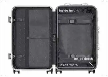 How to measure the internal suitcase size