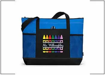 Teacher Crayons Personalized Zipper Tote Bag