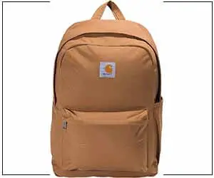 A single yellow color backpack on the white background