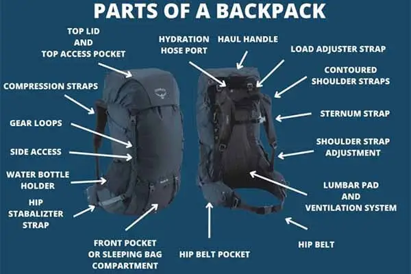 different Parts of a backpack illustrated (anatomy of a backpack)