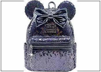 Loungefly X LASR Exclusive Disney Celestial Dreams Black Holographic Sequin Minnie Mini Backpack